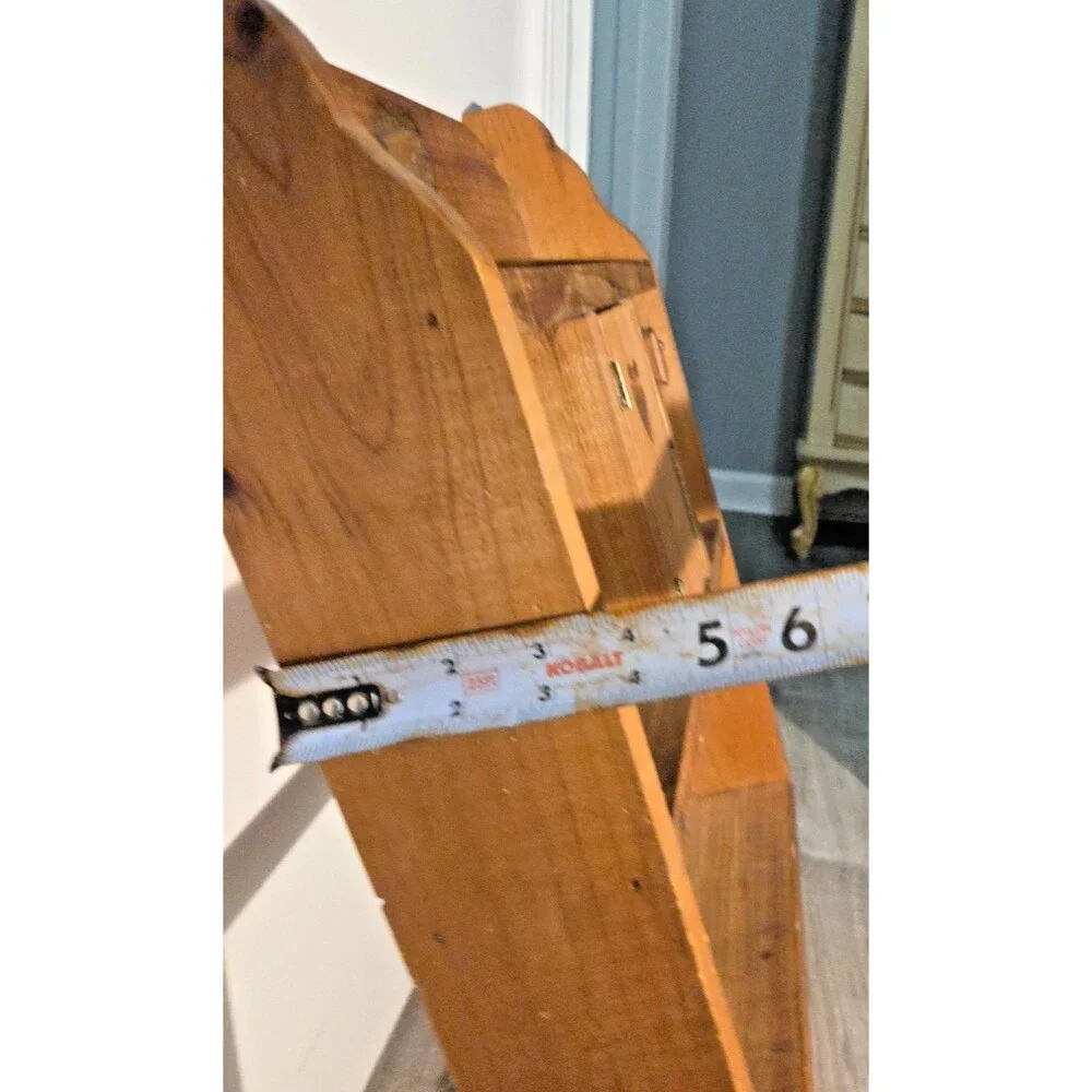 Vtg 1980s Pine Wood Heart Shelf Cabinet Peg Rail Country Farmhouse Cottagecore